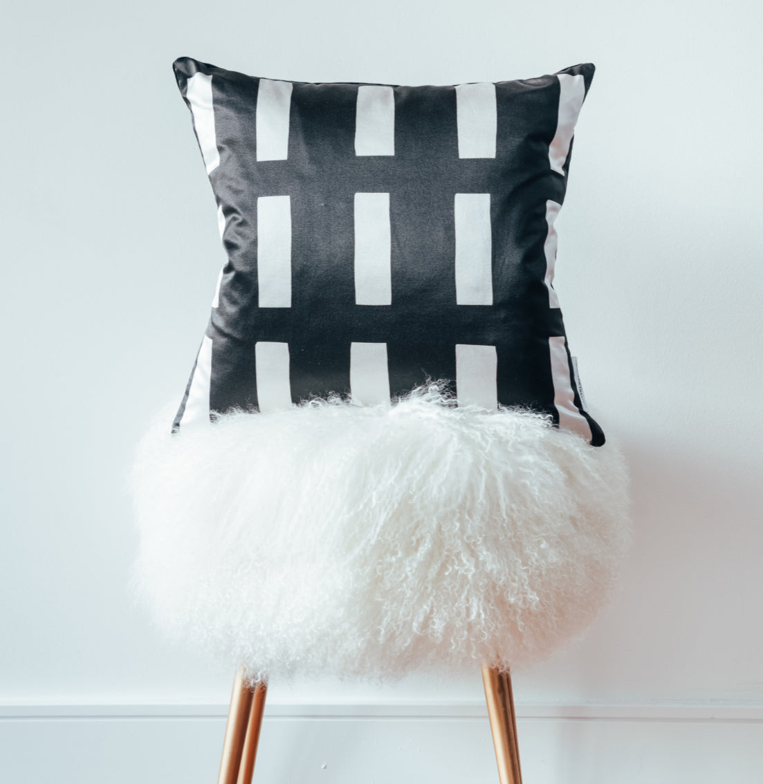 Monochrome Pillars | Silk and Velvet Cushion