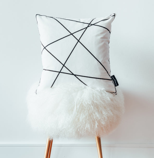 Monochrome Geo Lines | Velvet Cushion